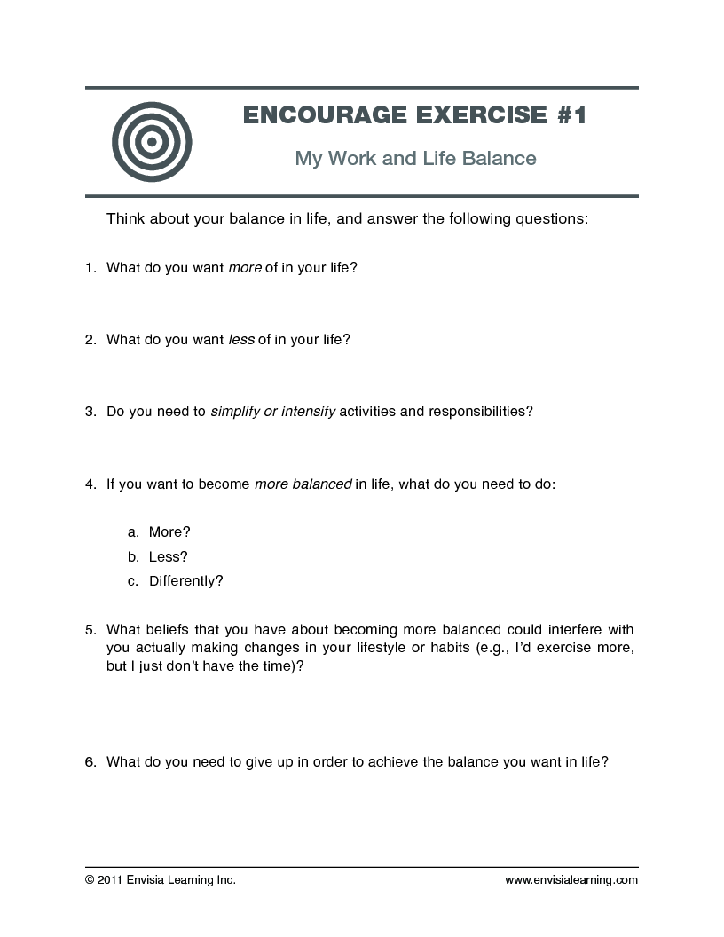 Free Coaching Exercise: My Work and Life Balance Worksheet